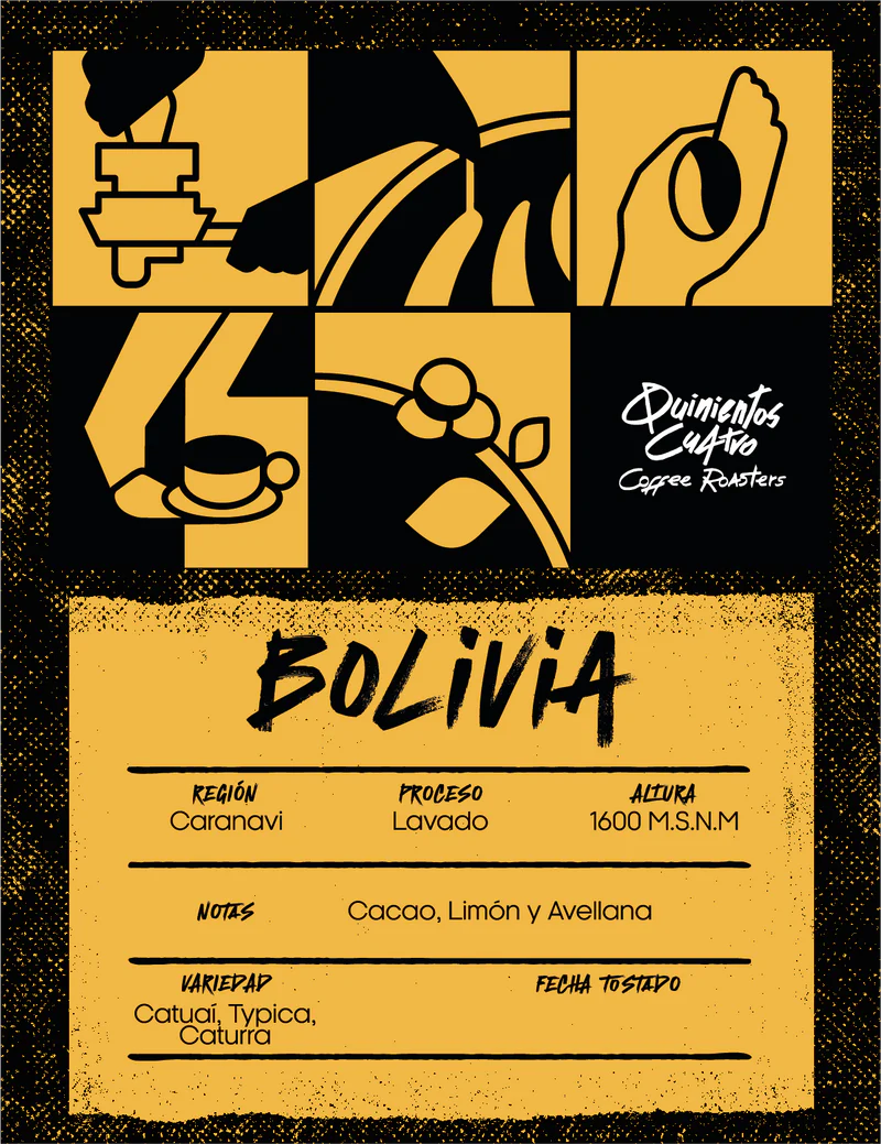 Etiqueta de café Bolivia — Quinientos Cuatro Coffee Roasters