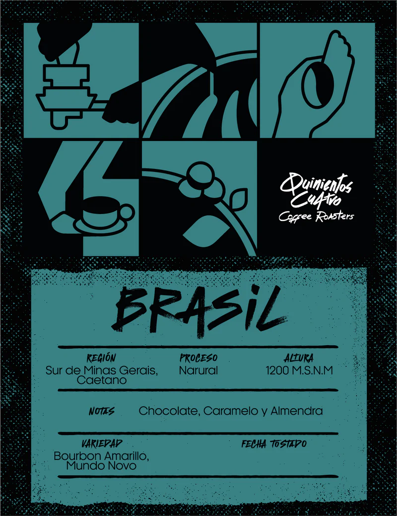 Etiqueta de café Brasil — Quinientos Cuatro Coffee Roasters