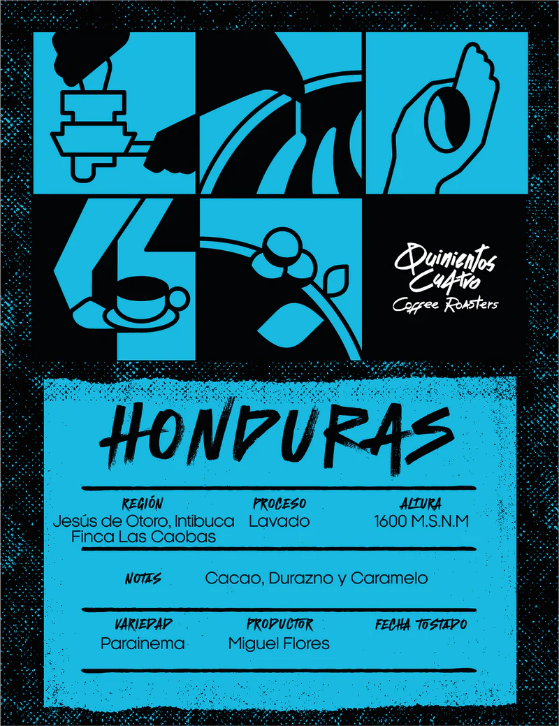 Etiqueta de café Honduras — Quinientos Cuatro Coffee Roasters