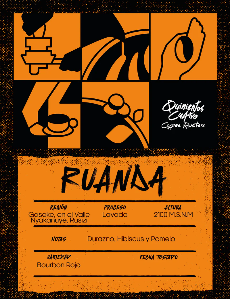 Etiqueta de café Ruanda — Quinientos Cuatro Coffee Roasters